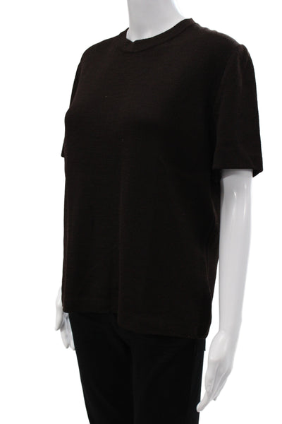 St. John Women Basic Short Sleeve Crew Neck Black Top Cotton Polyester Size L