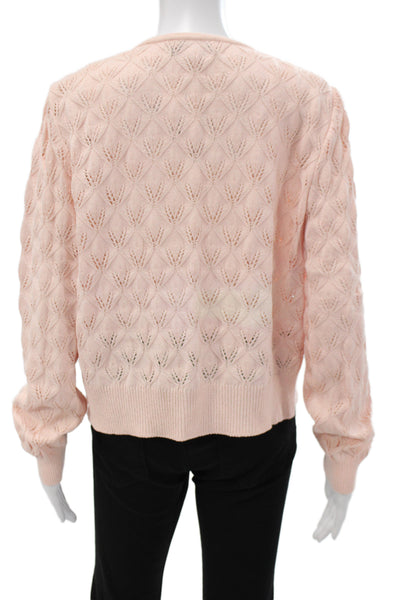 St. John Collection By Marie Gray Women Cardigan Pink Hook & Eye Cotton Size L