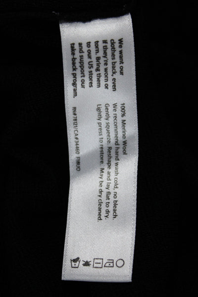 Eileen Fisher Unisex Cardigan Black Merino Wool Long Sleeve Size L