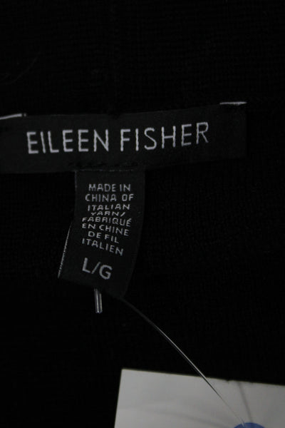Eileen Fisher Unisex Cardigan Black Merino Wool Long Sleeve Size L