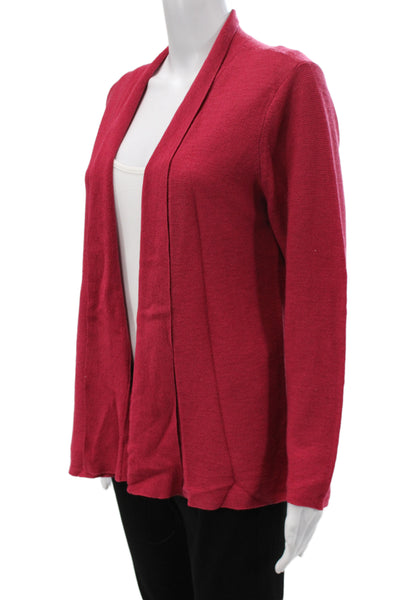 Eileen Fisher Unisex Cardigan Red 100% Wool Long Sleeve Classic Size L