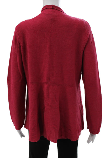 Eileen Fisher Unisex Cardigan Red 100% Wool Long Sleeve Classic Size L