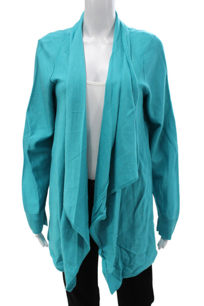 St. John Unisex Designer Blue Wool Rayon Cardigan Long Sleeve Size L