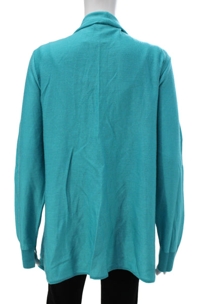 St. John Unisex Designer Blue Wool Rayon Cardigan Long Sleeve Size L