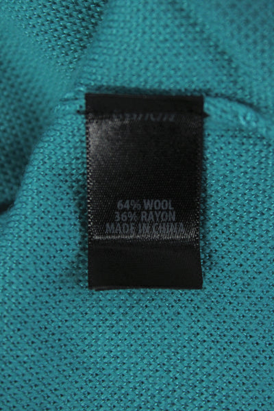 St. John Unisex Designer Blue Wool Rayon Cardigan Long Sleeve Size L
