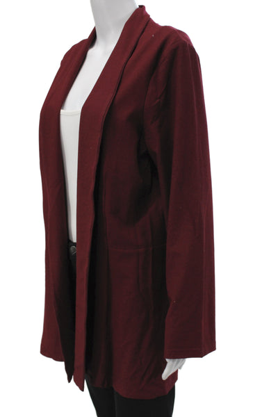 Eileen Fisher Womens Classic Red Coatigan Long Sleeve Viscose Blend Size L