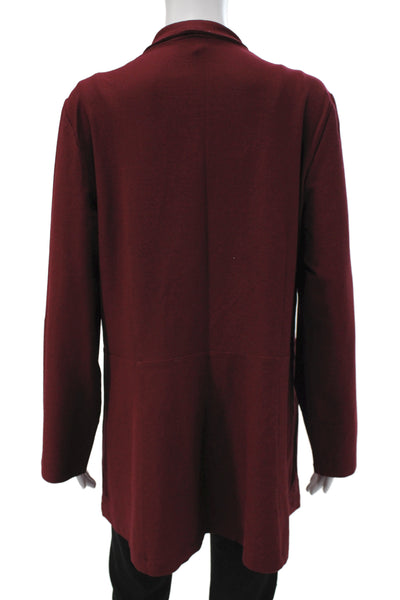 Eileen Fisher Womens Classic Red Coatigan Long Sleeve Viscose Blend Size L