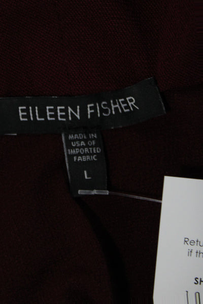 Eileen Fisher Womens Classic Red Coatigan Long Sleeve Viscose Blend Size L