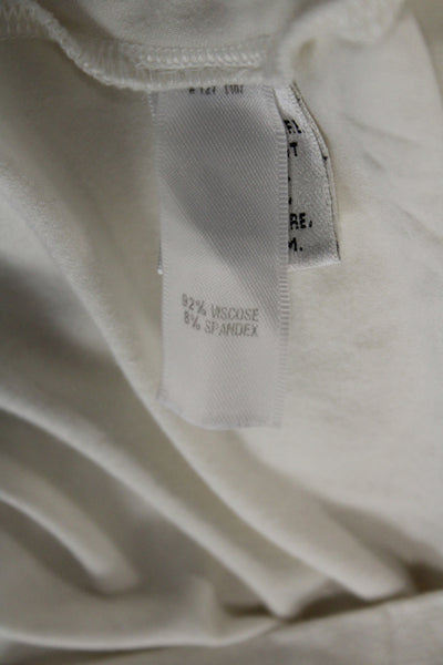 St. John Women Tunic Blouse White Short Sleeve Viscose Spandex Solid Size L