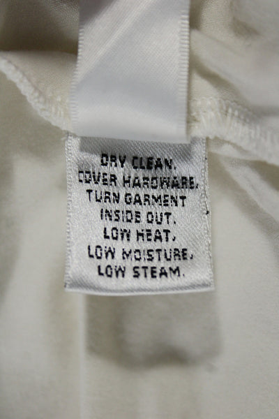 St. John Women Tunic Blouse White Short Sleeve Viscose Spandex Solid Size L