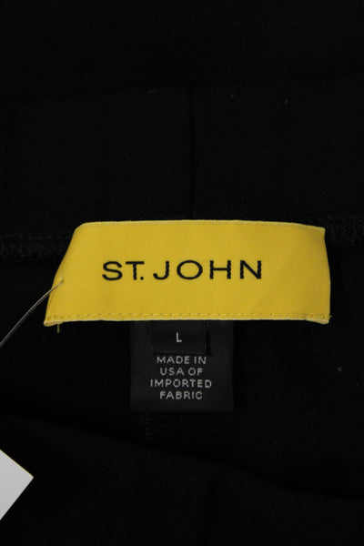 St. John Womens Ankle Dress Pants Black Cotton Polyester Size L