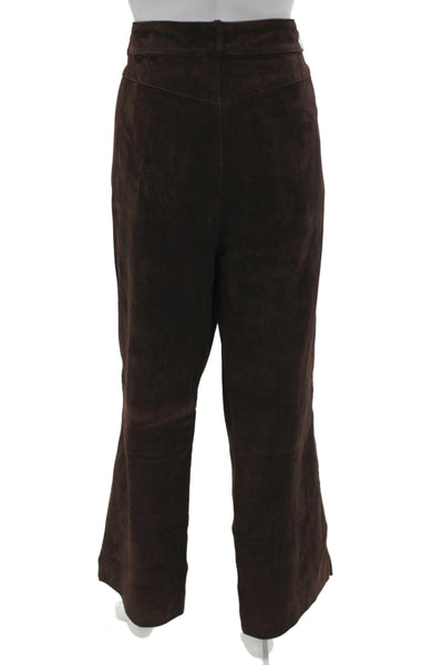 St. John Sport By Marie Gray Women Brown Leather Dress Pants Inseam 28 Size 14