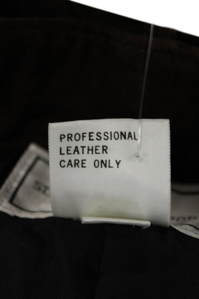 St. John Sport By Marie Gray Women Brown Leather Dress Pants Inseam 28 Size 14