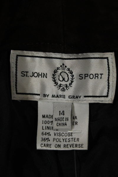 St. John Sport By Marie Gray Women Brown Leather Dress Pants Inseam 28 Size 14