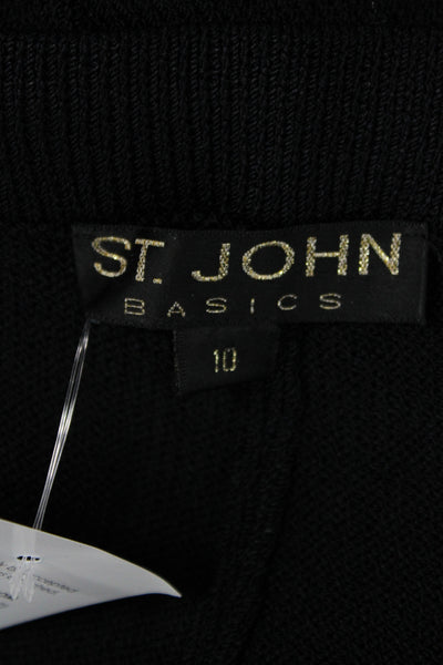 St. John Basics Women Dress Pants Black Knit Polyester Size 10