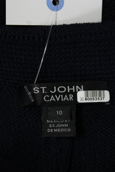 St. John Caviar Women Dress Pants Dark Blue Wool Size 10