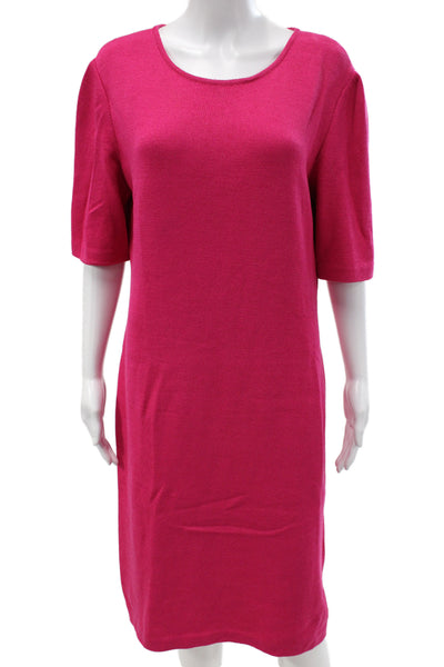 St. John Collection Women Sweater Dress Pink Wool Acrylic Knee Length Size 10