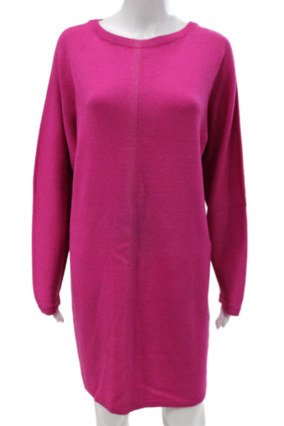 St. John Sport Womens Sweater Dress Pink Wool Blend Crewneck Long Sleeve Size L