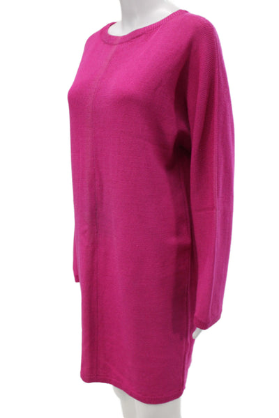 St. John Sport Womens Sweater Dress Pink Wool Blend Crewneck Long Sleeve Size L
