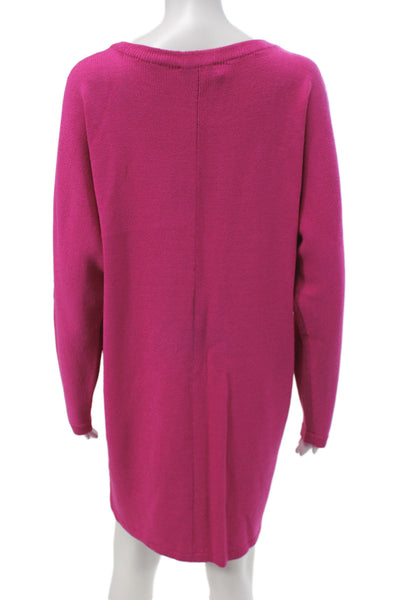 St. John Sport Womens Sweater Dress Pink Wool Blend Crewneck Long Sleeve Size L