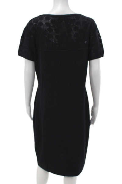 St. John Collection Womens Sheath Dress Black Lace Short Sleeve Knee Size 10