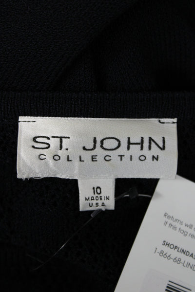 St. John Collection Womens Sheath Dress Black Lace Short Sleeve Knee Size 10