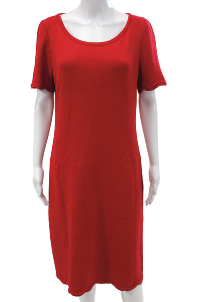 St. John Collection Womens Sweater Shift Dress Red Wool Size 10
