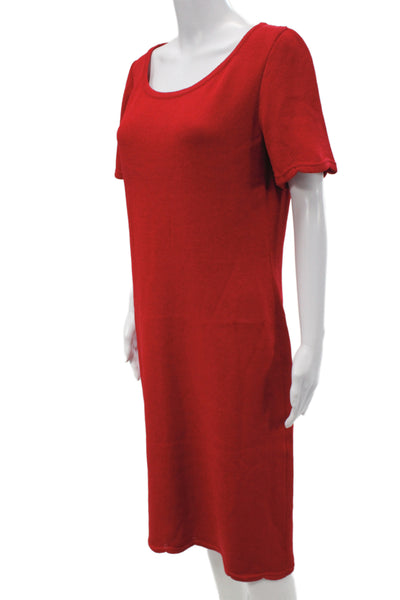 St. John Collection Womens Sweater Shift Dress Red Wool Size 10