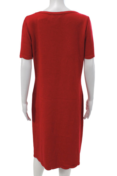 St. John Collection Womens Sweater Shift Dress Red Wool Size 10