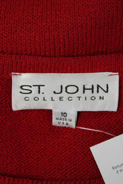 St. John Collection Womens Sweater Shift Dress Red Wool Size 10