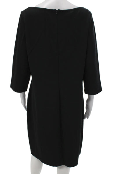 St. John Womens Sheath Dress Black Wool Blend Knee Length 3/4 Sleeve Size 14
