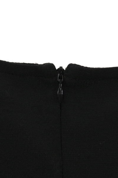 St. John Womens Sheath Dress Black Wool Blend Knee Length 3/4 Sleeve Size 14