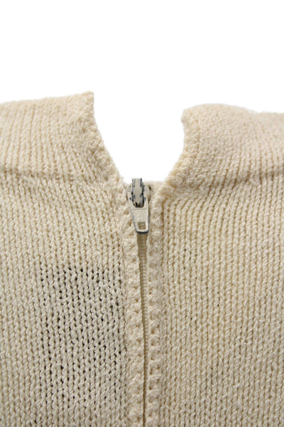 St. John Womens Shift Sweater Dress Beige Wool Acrylic Knee Length Size 12