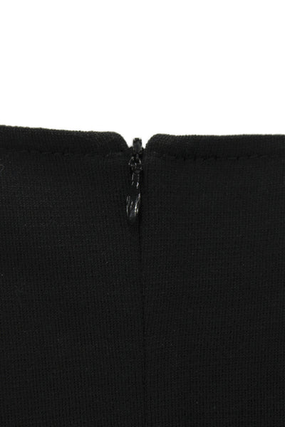 St. John Women Shift Dress Black Leopard Round Neck Long Sleeve Zip Size 14