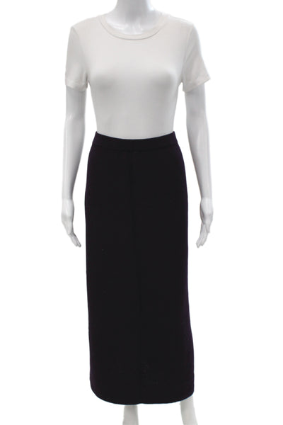 St John Marie Gray Women Straight Pencil Skirt Purple Cotton Wool Size 10