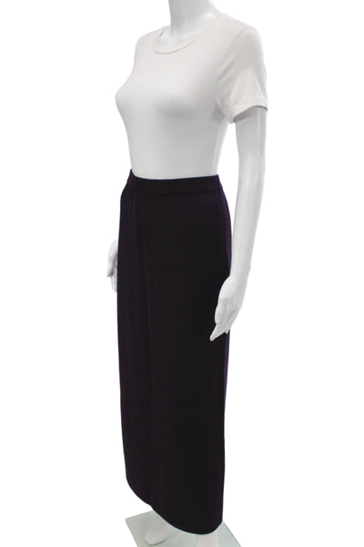 St John Marie Gray Women Straight Pencil Skirt Purple Cotton Wool Size 10