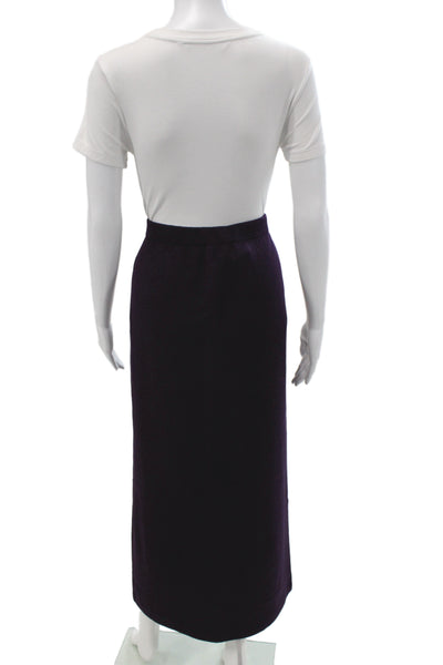 St John Marie Gray Women Straight Pencil Skirt Purple Cotton Wool Size 10