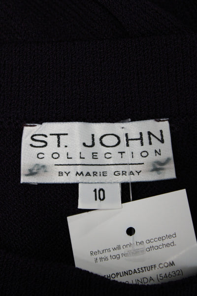 St John Marie Gray Women Straight Pencil Skirt Purple Cotton Wool Size 10