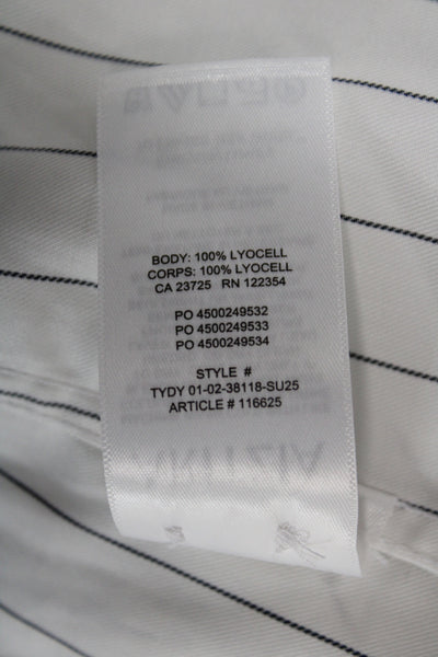 Babaton Unisex Point Collar Striped Lyocell Button-Up Long Sleeve White Size XS