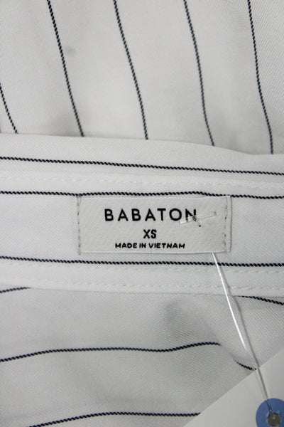 Babaton Unisex Point Collar Striped Lyocell Button-Up Long Sleeve White Size XS