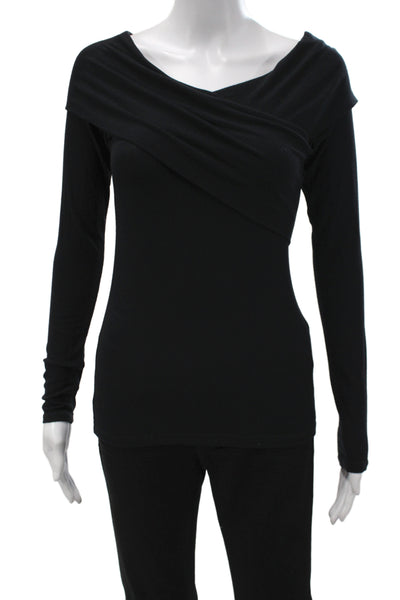 Theory Womens Tops Black Long Sleeve Viscose Blend Petite Size S