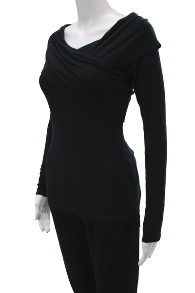 Theory Womens Tops Black Long Sleeve Viscose Blend Petite Size S