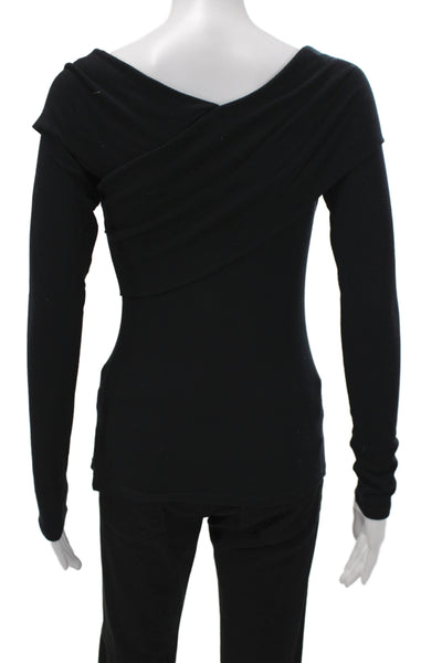 Theory Womens Tops Black Long Sleeve Viscose Blend Petite Size S
