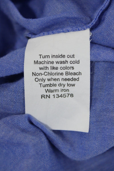 Vineyard Vines Women Tunic Blouse Blue Cotton Short Sleeve Size M