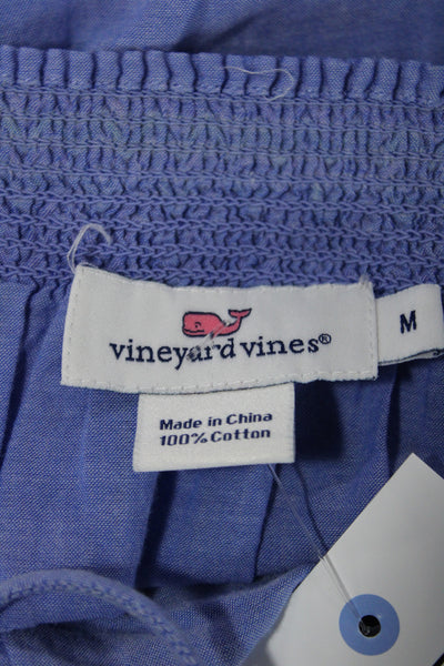 Vineyard Vines Women Tunic Blouse Blue Cotton Short Sleeve Size M
