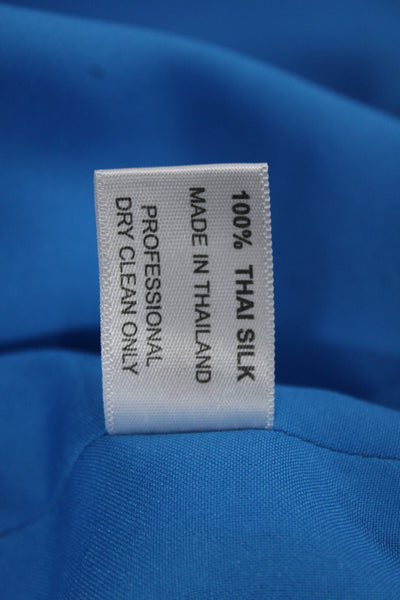 Marisa Baratelli Womens Sheath Dress Blue Thai Silk Short Sleeve Size 14