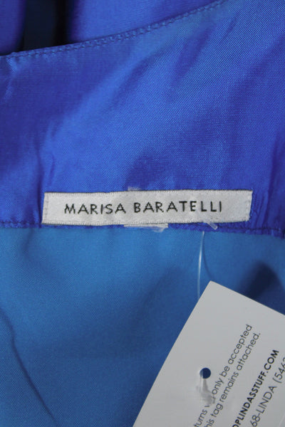 Marisa Baratelli Womens Sheath Dress Blue Thai Silk Short Sleeve Size 14