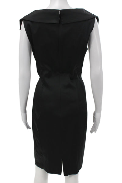 Kay Unger Women Sheath Wrap Black V-Neck Sleeveless Zip Dress Size 12