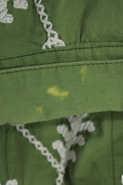 Julia Amory Womens Shirt Dress Green Cotton Long Sleeve Button Boho Size XL