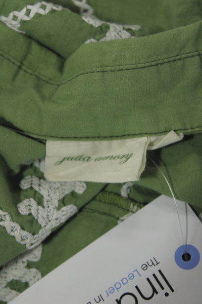 Julia Amory Womens Shirt Dress Green Cotton Long Sleeve Button Boho Size XL